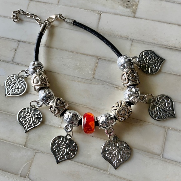 Fashion Jewelry Jewelry - Charm Red & Silver tone Bracelet